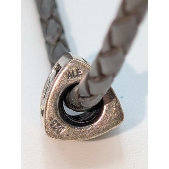 Genuine Pandora 925 Sterling Dark Brown Double Braided Leather Wrap Bracelet - Picture 9 of 11